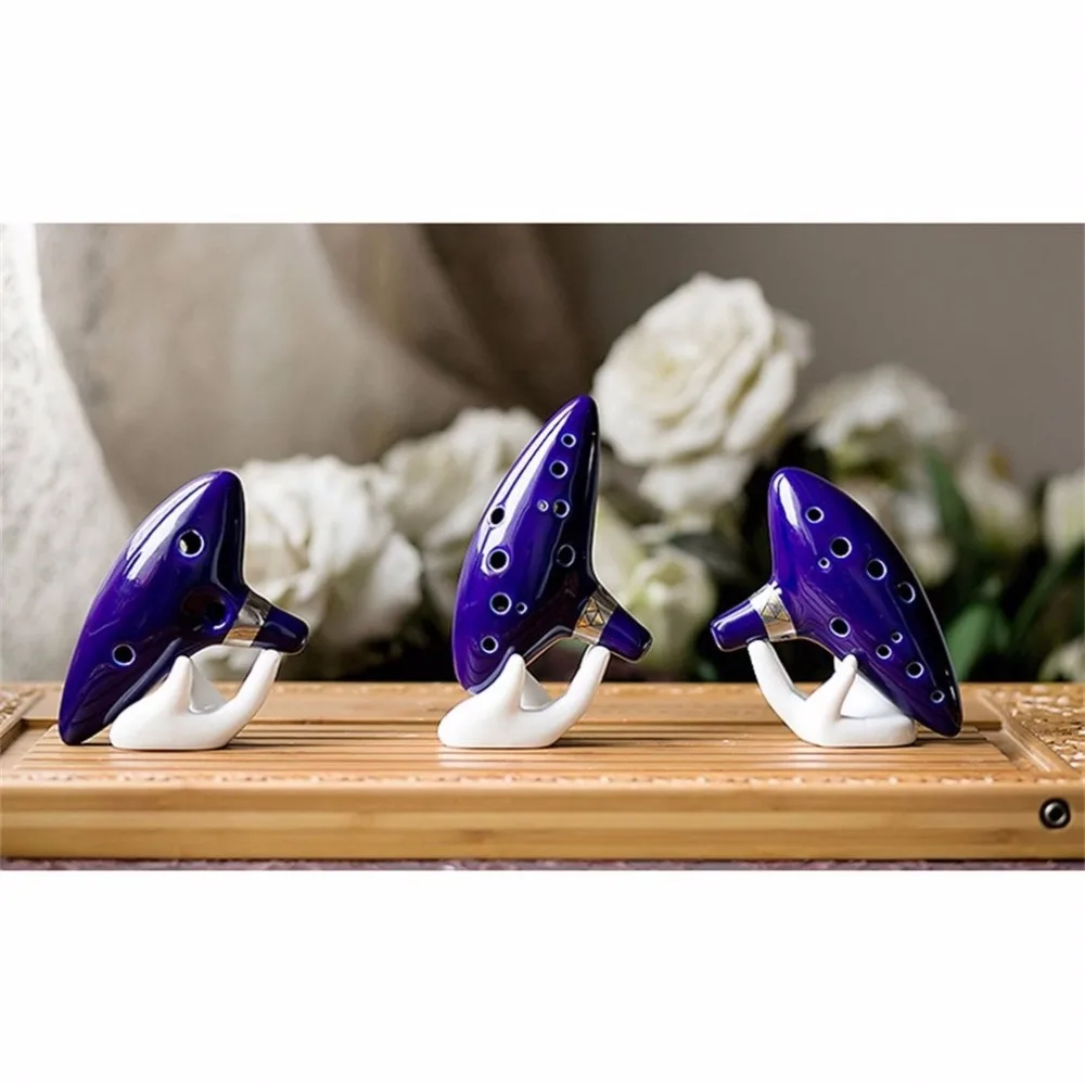 12 Hole Ceramic Ocarina Instrument Ceramic Alto C Legend Of Zelda Flute Blue Color Mini Musical Instrument Ocarina New Arrival