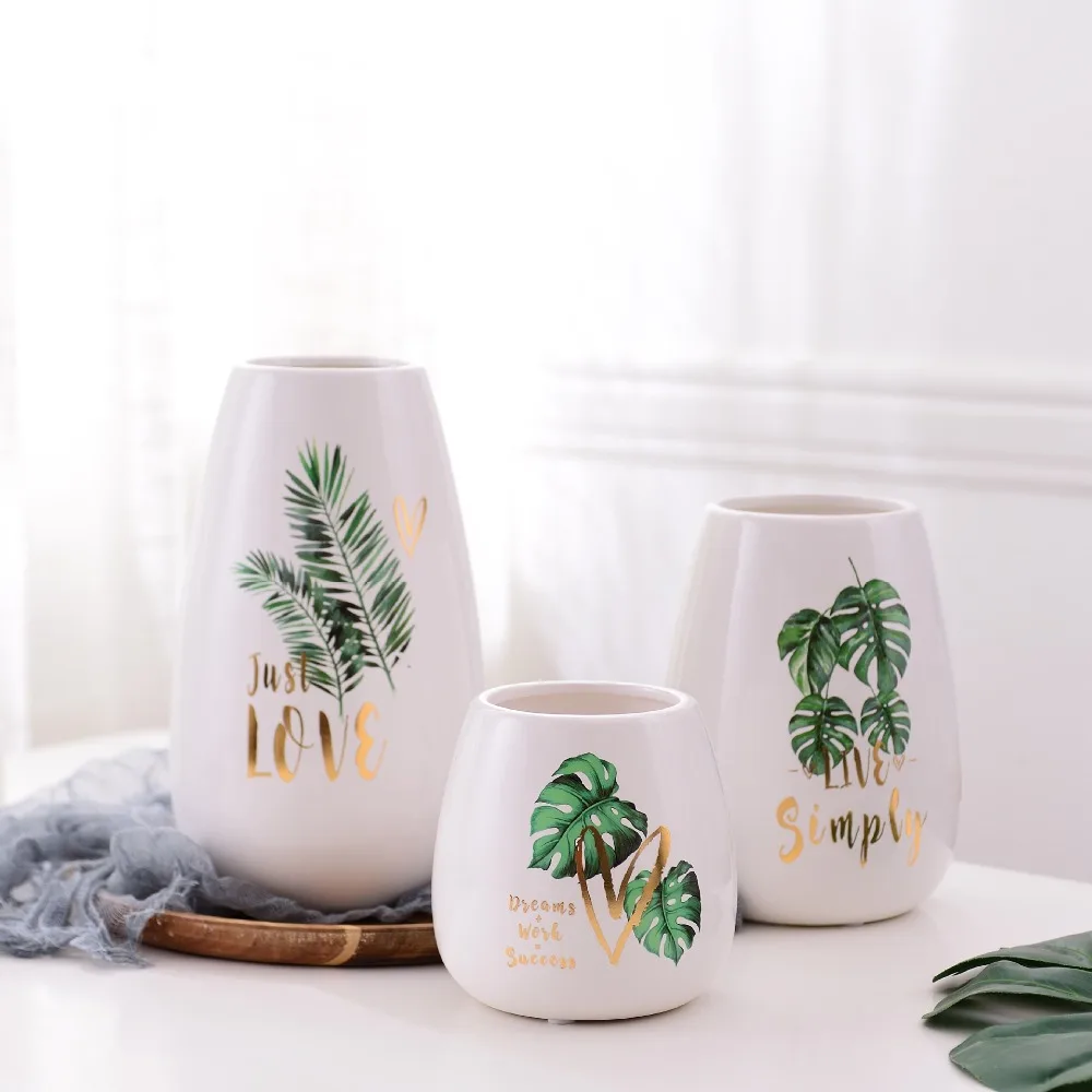 Nordic Style Flower Vase Handmade Home Decor Elegant Plant Vase Flowerpot Ceramic Desk Pastoral 