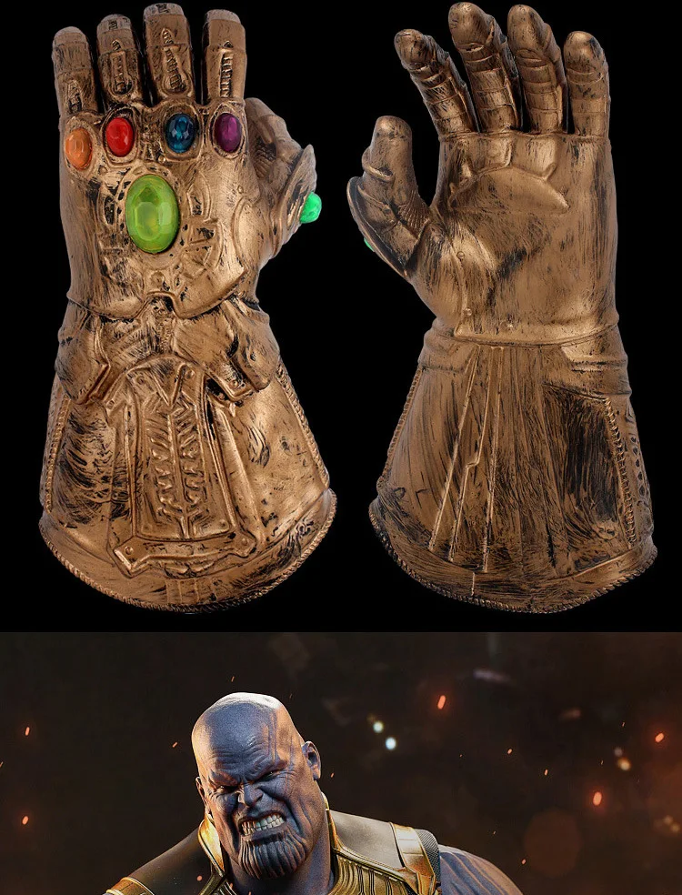 Halloween Led& Voice Avengers 4 Thanos Glove Masks Infinity Gauntlet Gloves Cosplay Movie Avengers Latex Mask Prop Set