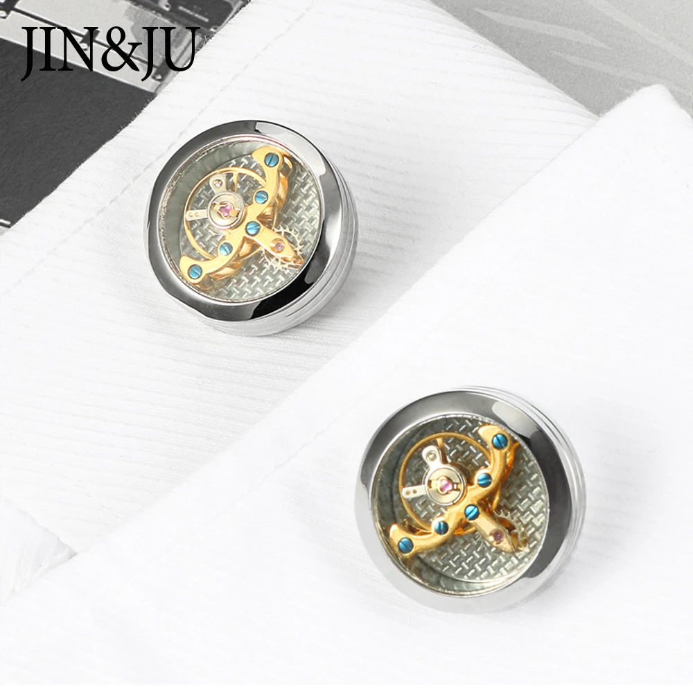 JIN & JU мужские ювелирные изделия Tourbillon Move Мужские t запонки для мужчин s свадебные