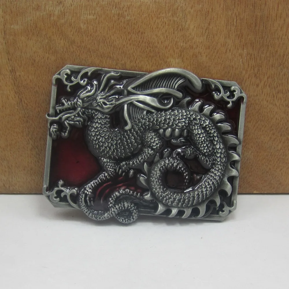 BuckleClub red enameled dragon western cowboy jeans gift belt buckle FP-02430-3 pewter finish 4cm width loop drop shipping | Дом и сад