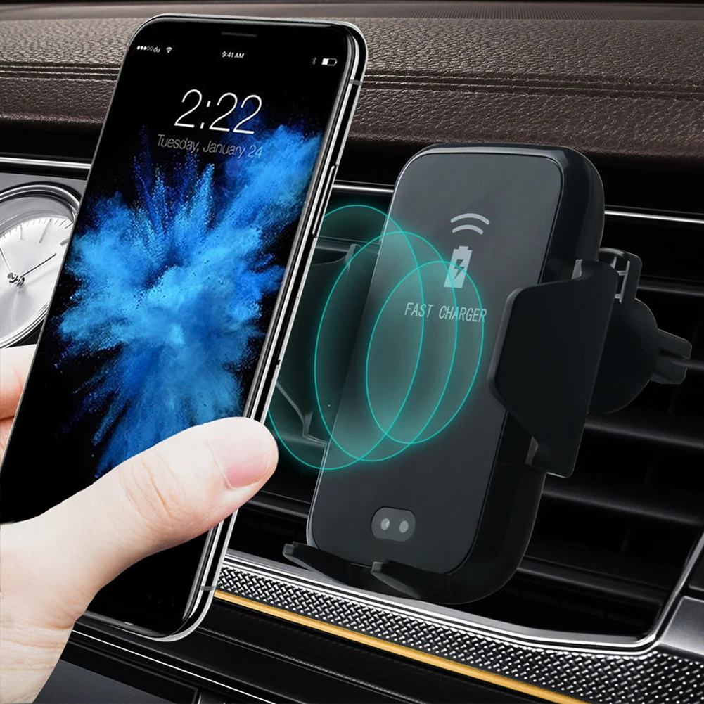 

10W fast Wireless Car Charger Automatic Clamping Charging for iPhone XR XS X 8 for Samsung S10 9 plus Phone Holder dock station