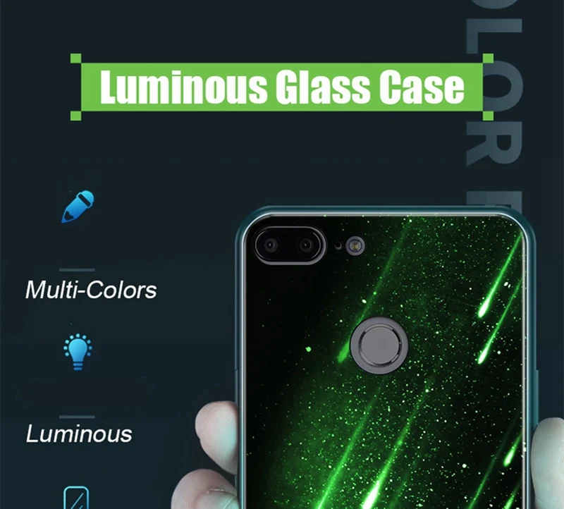 Hisomone Luminous Cover Case For Huawei Honor 7C 7A Luxury Glass Silicone Phone Case For Honor 7A 7C Pro Animal Space Back Cover