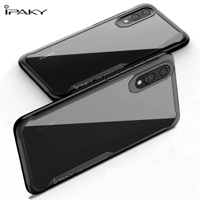 

huawei p20 pro ipaky Silicone Acrylic Hybrid Shockproof Transparent Back Cover for huawei p20 lite nova 3e 3 nova 3i mate 10 pro