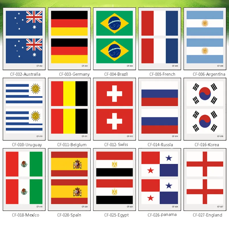 10PCS World Soccer Tattoo Stickers Football Waterproof Flag on Face Arm 32 Teams Souvenir | Спорт и развлечения