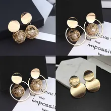 Винтажные массивные Серьги Геометрические серьги для женщин длинные серьги с жемчугом золотые серьги ювелирные украшения