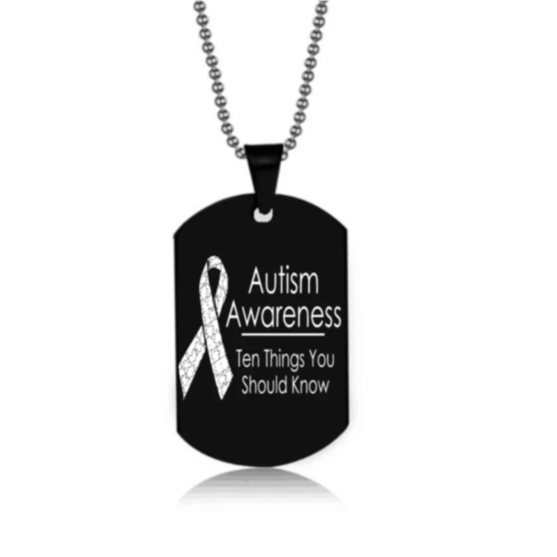 

Black Steel Autism Necklace Awareness Jigsaw Puzzle Piece Pendant Necklaces Unisex Gift Jewelry Drop Shipping