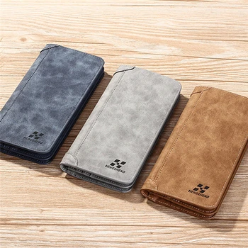

HENGSHENG Men Long Leather Wallet Blocking Card Holder With Coin Pocket Men's Purse porte monnaie homme portefeuille cuir A30