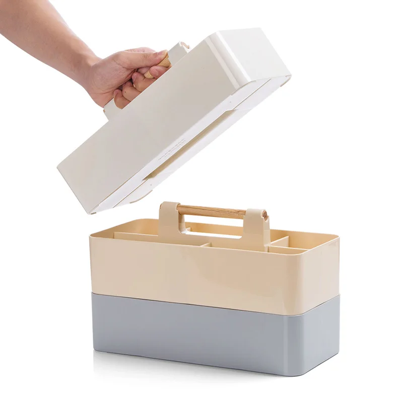 Деревянная ручка органайзер для косметики коробка для хранения пластиковый косметический контейнер для ухода за кожей ящики для хранения стол Закуски разное Органайзер коробка