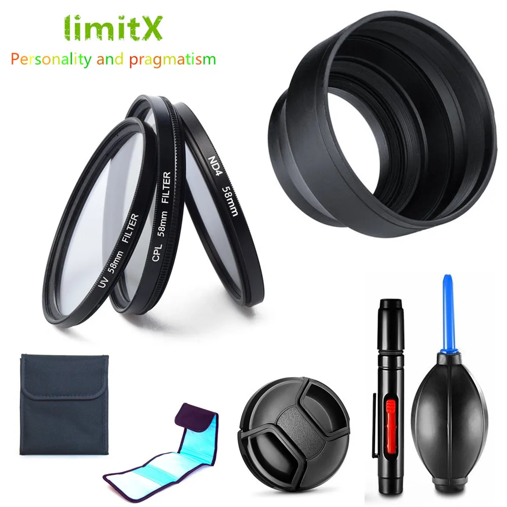 Набор фильтров limitX UV CPL ND4 + бленда для объектива крышка ручка чистки цифровой