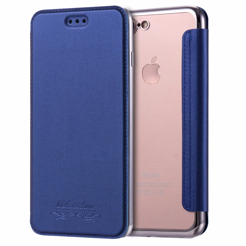 Case For iPhone 8 8 Plus Cover Flip Soft Clear Back