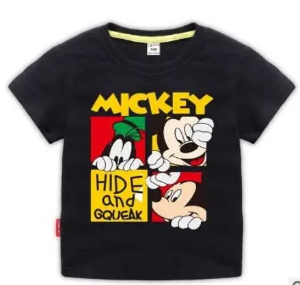 Футболки с коротким рукавом для девочек и мальчиков г. летняя футболка с рисунком Микки Мауса, хлопковые топы для маленьких девочек, детская одежда - Цвет: black