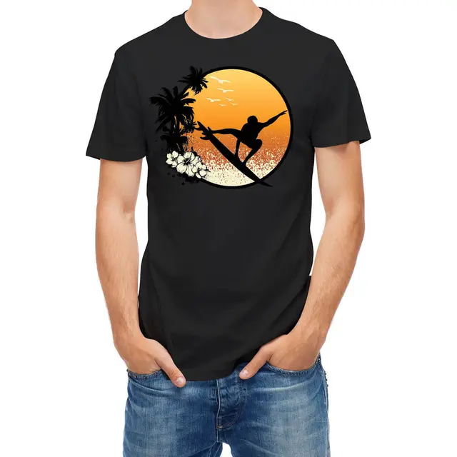 T Shirt Surfer Surfboard Shirts Homme Novelty T Shirt Men Short Sleeve