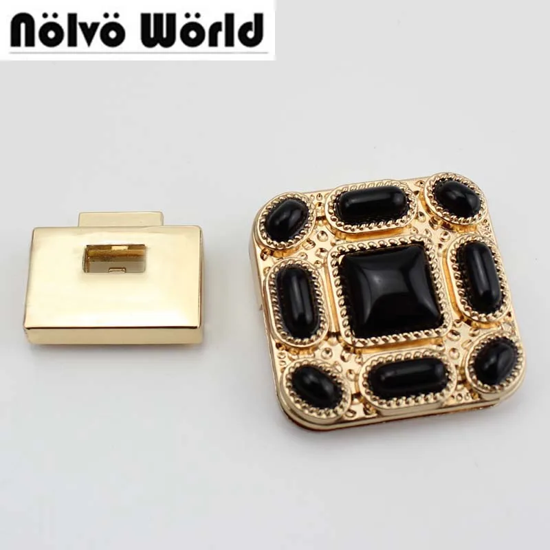 5sets 3 Colors 40X40mm Squared black resin decorative pressed lock push