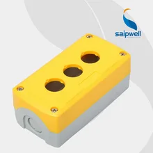 3 Holes High-tension Insulation Push Button Box , Yellow Cover 5.39″*2.68″*2.13″ IP65 Box