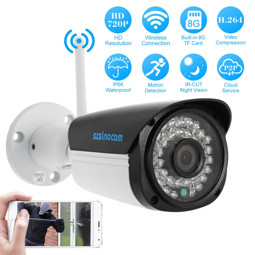 Беспроводная уличная IP камера Szsinocam 720P МП CCTV сетевая видеонаблюдения с Wi Fi и