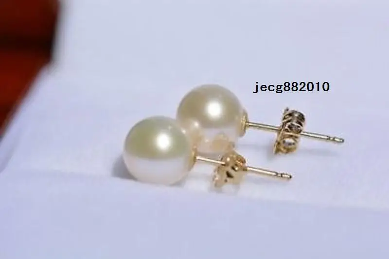 

Perfect Round 9-10MM AAA+ WHITE SOUTH SEA PEARLS EARRING 14K GOLD