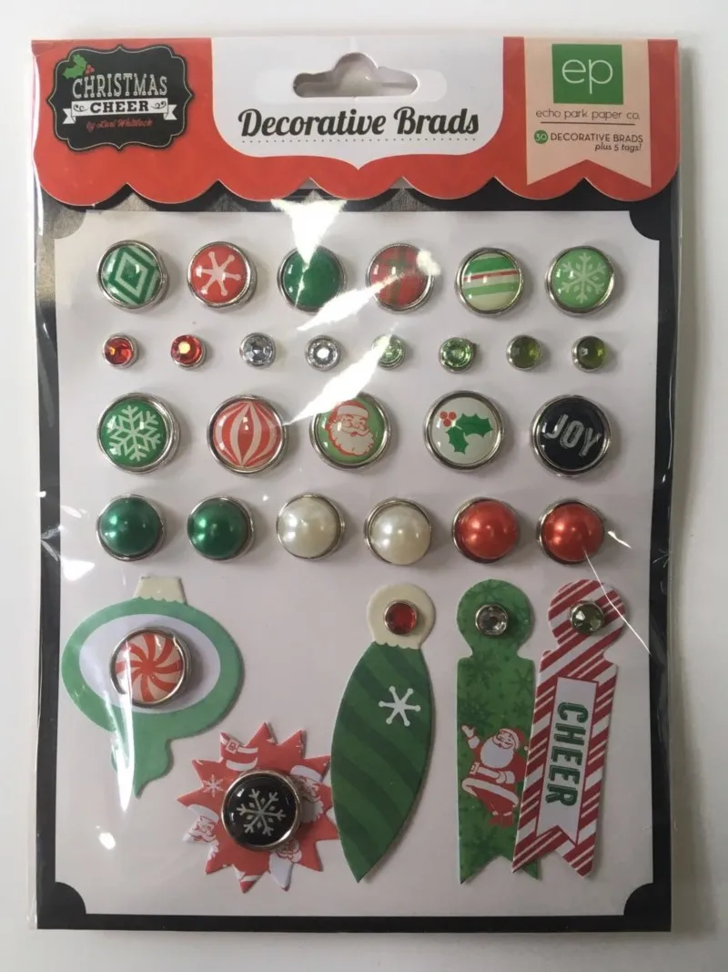 Счастливого Рождества прекрасный смешанный размер и цвет Круглый brads pin тег набор для DIY Скрапбукинг открыток планировщиков фотоальбом