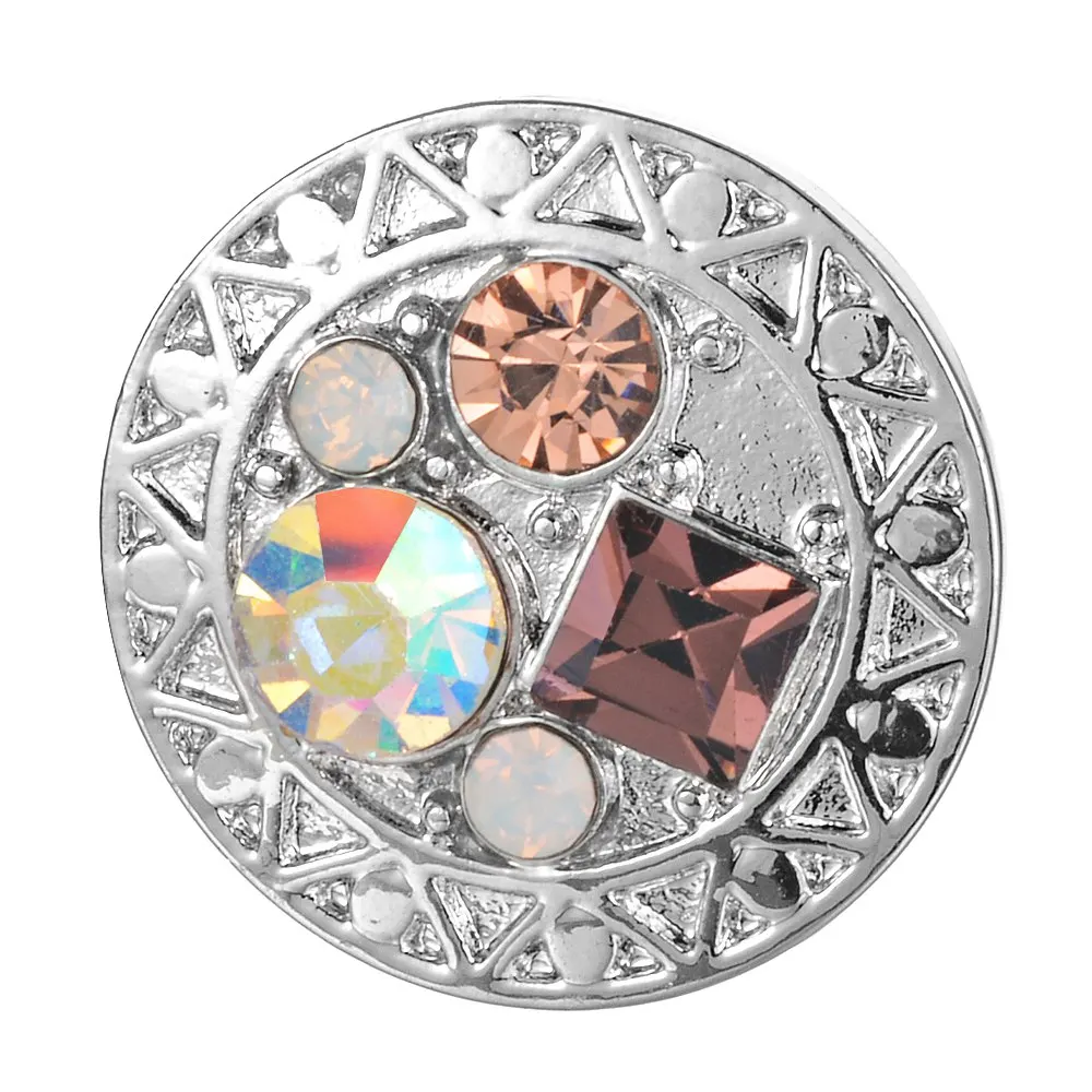 Подвески Gingersnaps 18 мм Стразы серебристые металлические кнопки подходят для сменных браслетов в подарок для женщин Vn-2028 - Окраска металла: C
