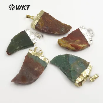 

WT-P1397 WKT exclusive!New arrived natural stone pendant horn shape pendant with gold metal and silver metal plated female gift