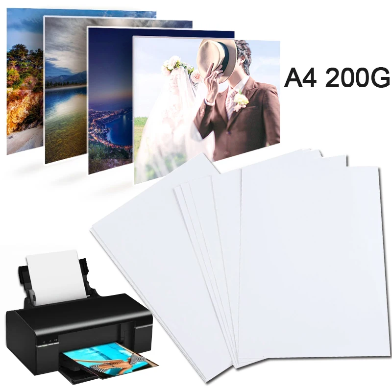 

20 sheets / Pack A4 Photo Paper Glossy Printer Photographic Paper High-gloss paper for Inkjet Printer Office Supplies