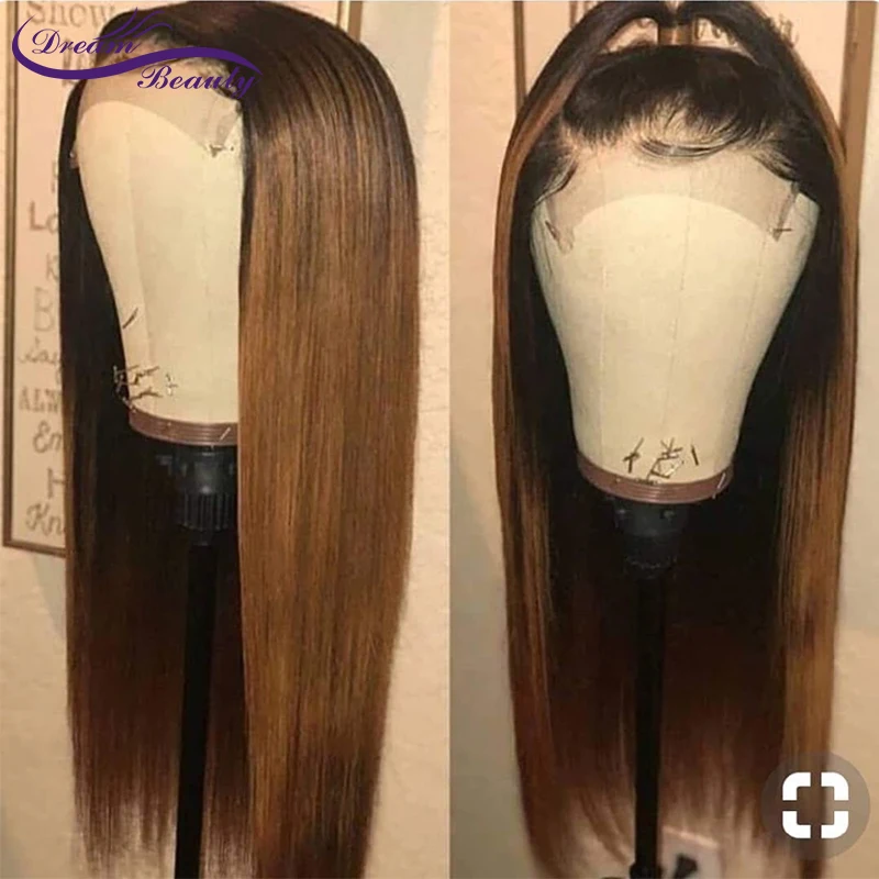 

1B/27 Dark Roots Honey Blonde Lace Front Hair Wig Long Straight 100% Human Hair Wig Pre Plucked 13x6 Lace Front Wig Dream Beauty