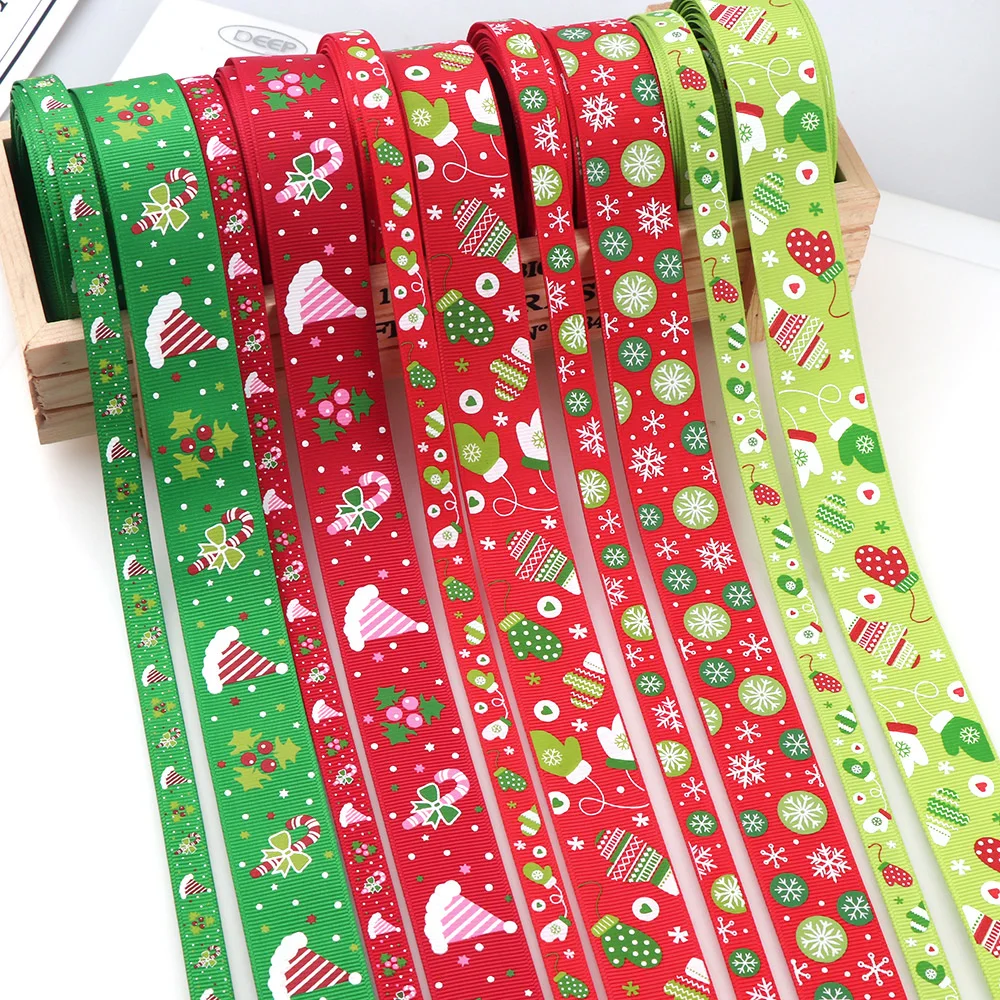 

25/10mm Wide Merry Christmas Ribbon 5Yards Printed Grosgrain Ribbon Hair Bow/Christmas/Wedding DIY Sew/Clothes Lace/Gift Bow