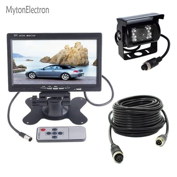 

4 Pin CCD Bus Vans Trucks Rear View Reverse Camera 12/24V Parking Camera + Remote Control 7" LCD Color TFT Monitor 800*480