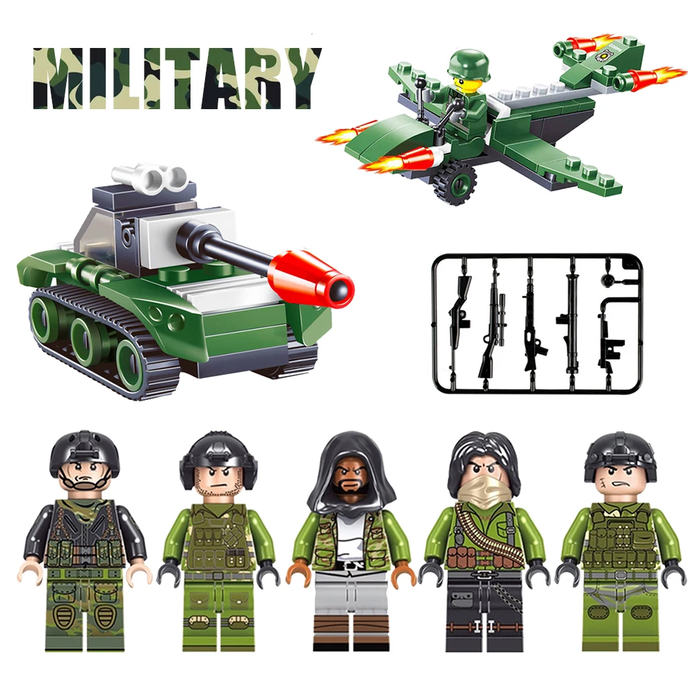 

100pcs LegoING Military series SWAT Police Army Soldiers Gun Weapons bricks Building Blocks Arms Compatible With LegoINGly toys