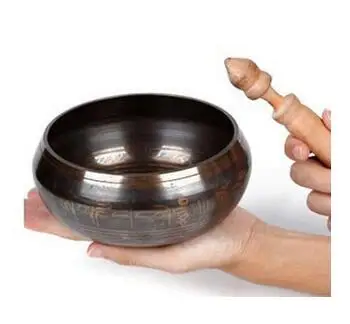 

wholesale factory Decoration Crafts Brass Tibetan brass Buddhist prayer Lama Singing Bowl Set, dia 80mm