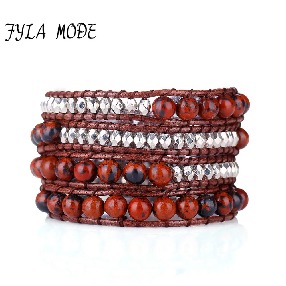 

Fyla Mode Brilliant Handwork The Golden Swan Stone Bead 4 Strands Weave Wrap Bracelets Beading Pattern Holiday Inspired Bohemian