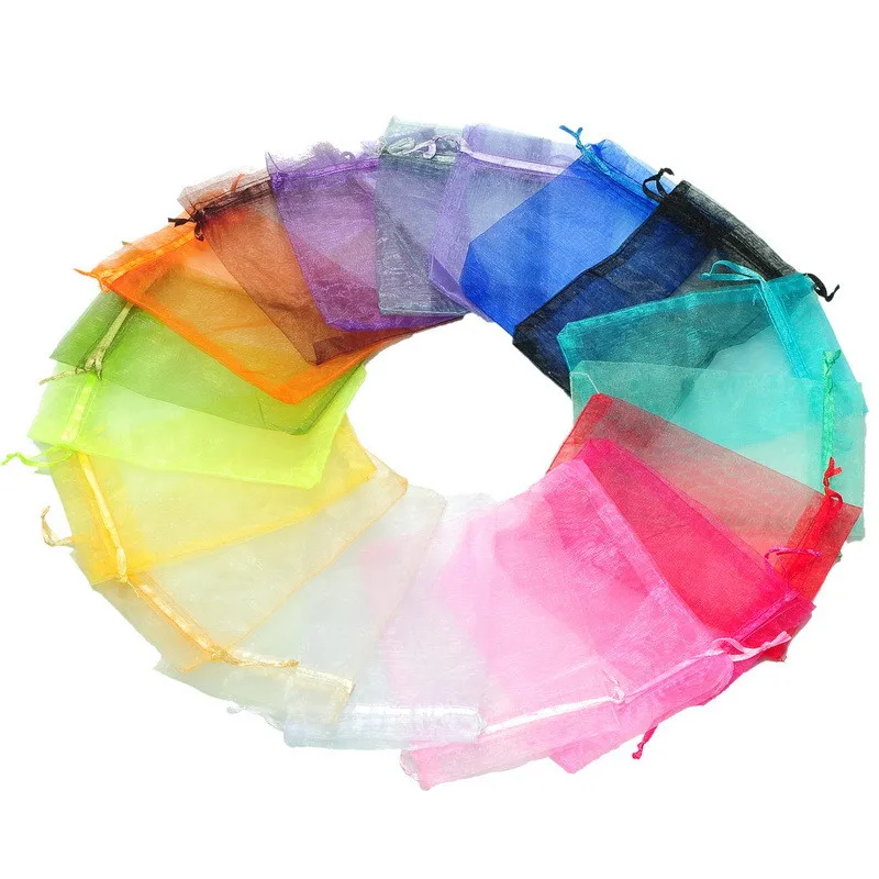 Best 10pcs 7x9 9x12 10x15 13x18cm Organza Bags Jewelry Packaging Bags Wedding Party Decorations Drawable Bags Gifts Pouches 21 Colors