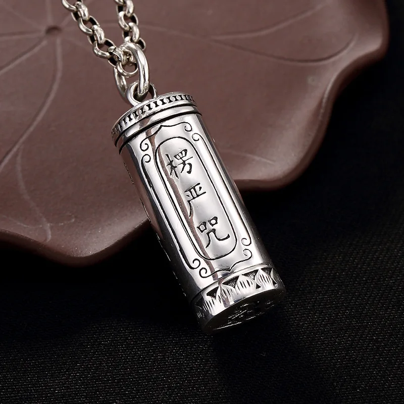 

10 2018 Hot Sale S990 Fine Silver Buddha Mantra Silver Buddhism Can Open The Ga Black Box Pendants Wholesale Men And Women