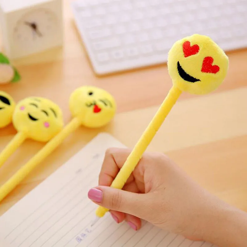 200pcs Cute Emoji Smile Ballpoint Pen Lovely Plush Ball Pens for Kids Christmas Gift Birthday