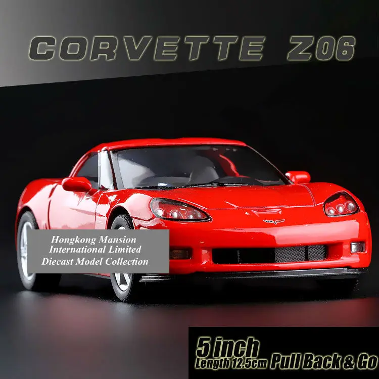 

1:36 Scale Alloy Diecast Metal Car Model For Chevrolet Corvette Z06 Collection Model Pull Back Roadster Toys Car - Blue / Red