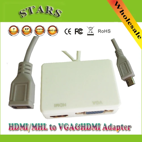 

MHL to HDMI VGA Splitter Adapter for Samsung Galaxy S3 i9300 S4 S5, Note 2 Note3 MHL hdmi Adapter with Audio Cable,Dropshipping