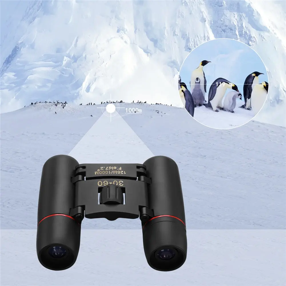 Zoom Telescope 30x60 Folding Binoculars with Low Light Night Vision for Outdoor Bird Watching Travelling Hunting Camping 2019