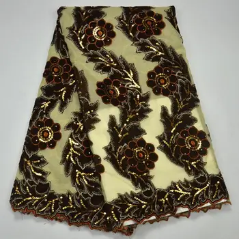 

Latest African Velvet tulle lace fabrics Embroidered African sequins French Lace Fabric With stones for Wedding dress WXX01