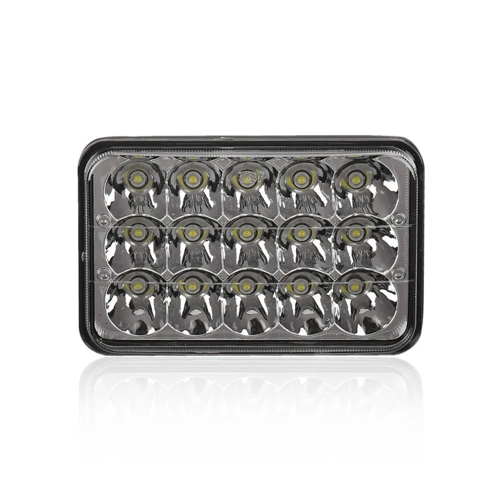 

2pcs/set Car Auto 4*6 Inch Square Shape LED Crystal Light Clear Sealed Beam Headlamp with 15 High Power LEDs