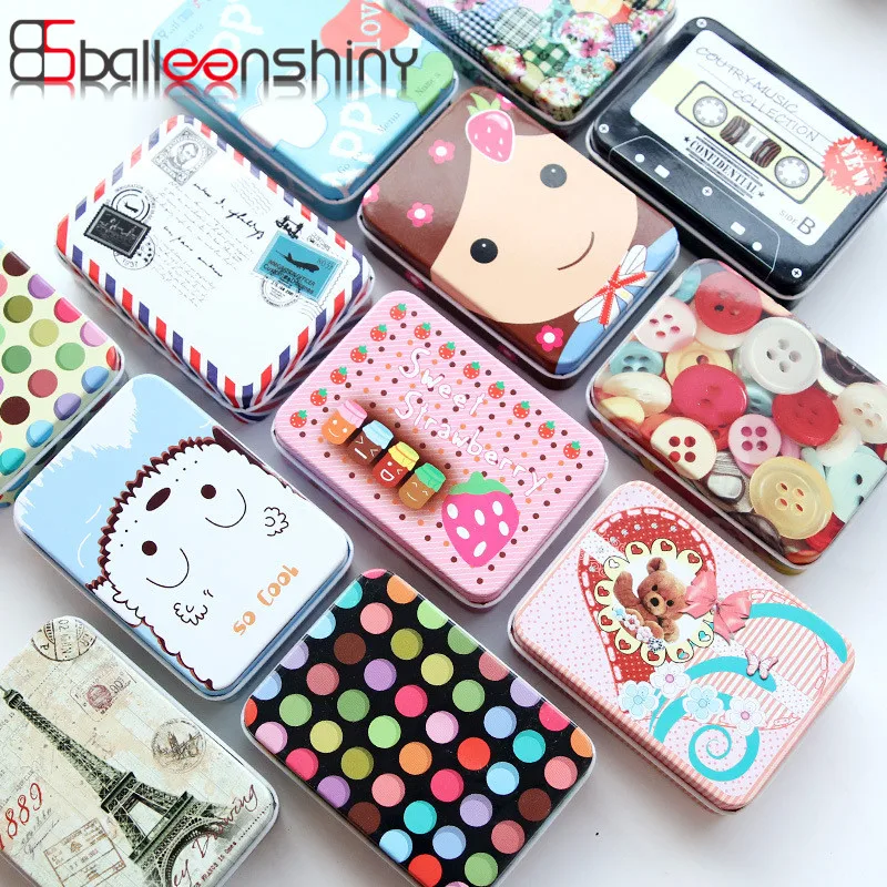 BalleenShiny Mini Cute Cartoon Tin Metal Drawer Receive Storage Box Candy Box Case Home Organizer Jewelry Container Gift Home BalleenShiny Mini Cute Cartoon Tin Metal Drawer Receive Storage Box Candy Box Case Home Organizer Jewelry Container Gift Home