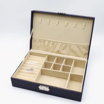

Creative Jewelry storage Box Makeup Case Cosmetics Beauty Casket organizer Birthday Gift Ring Earrings Necklace Container Navy