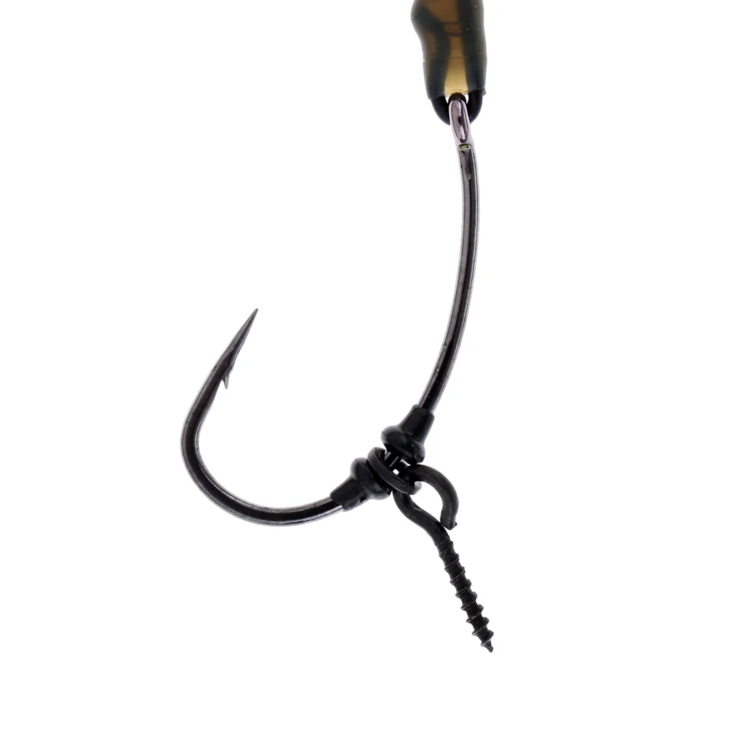 3Pcs Ready Tied Chod Rigs Barbed Carp Fishing Hair Rigs with Swivels Rings Fishing Tools Accessories