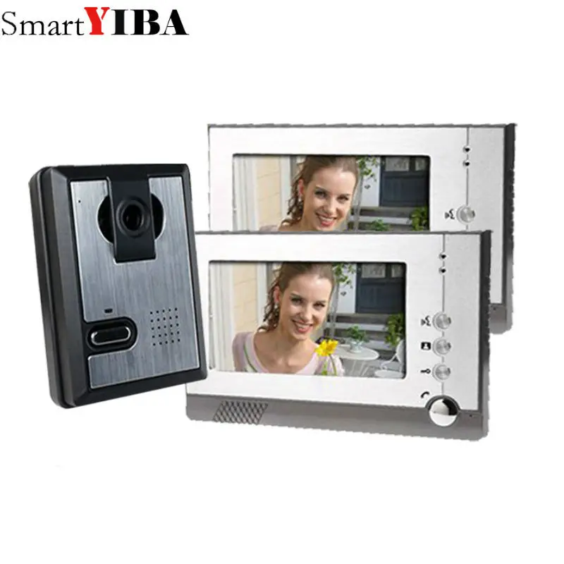 

SmartYIBA Video Intercom 7 Inch Video Door Phone Doorbell Intercom Kit 1-camera 2-monitor Video Intercom Night Vision camera
