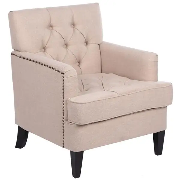 

Lazy Sofa Bed Small Apartment Bedroom Classical Fabric Sofa Single Sofa with Button Beige Comfortable