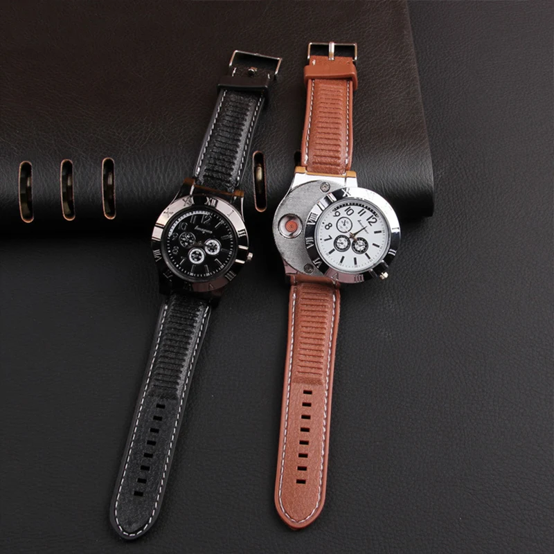 

Multi-Function USB Charging Watch Lighter Creative Silent Windproof Watch Cigarette Lighter 21C