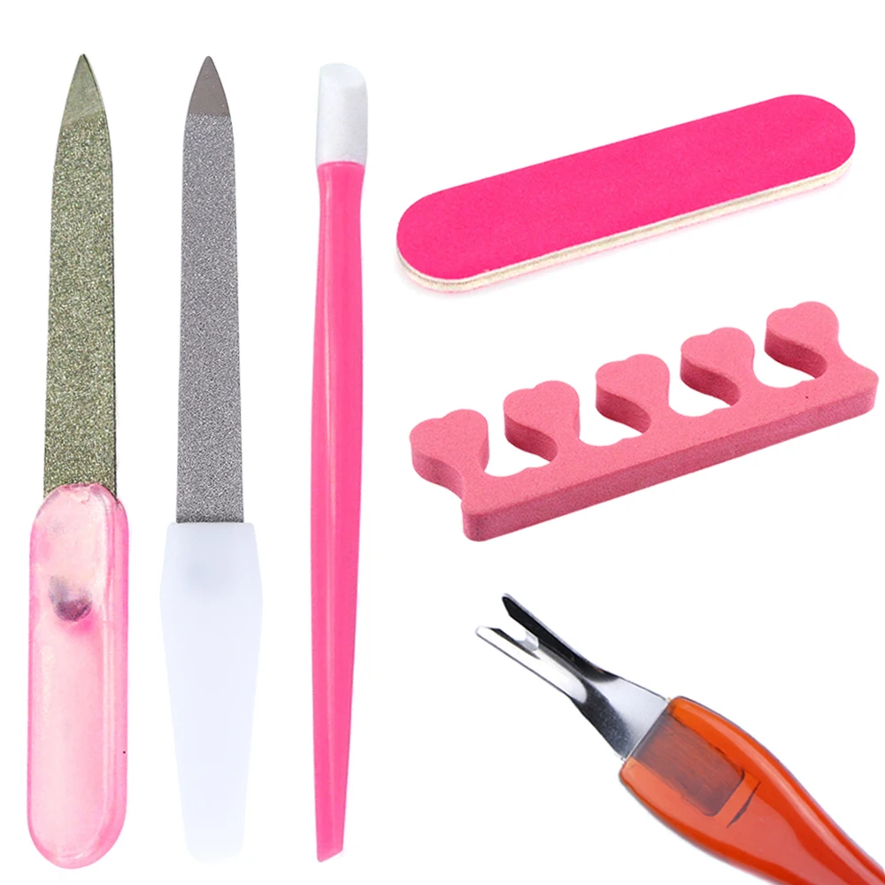 

Professional Nail File Sanding Durable Buffer Block+ Clipper Cuticle Pusher Fork Dual-ended Manicure Care Tool Accessories JIA31