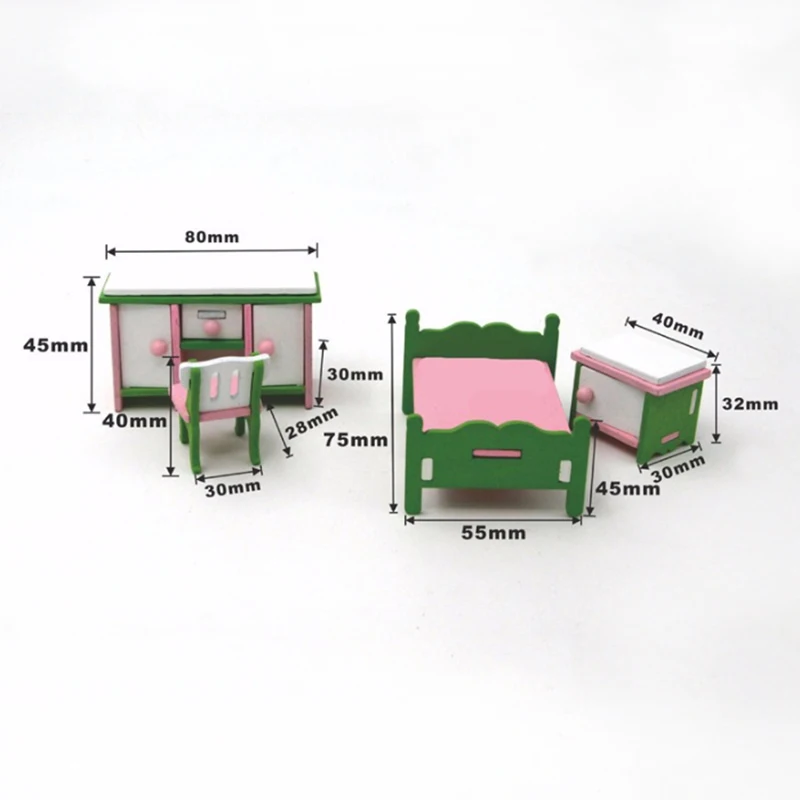 1 مجموعة الطفل دمى خشبية أثاث منزل مصغرة اللعب لعب الأطفال الهدايا #9
