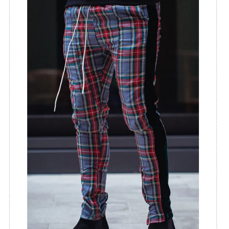 plaid track pants mens