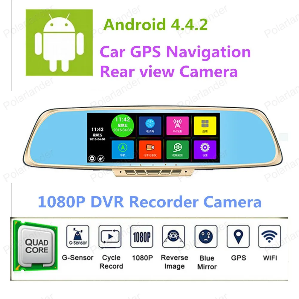 for Android 4.4.2 HD 7 inch 1080P Dual Lens rear view mirror monitor With Reverse Backup Camera Car Styling | Автомобили и