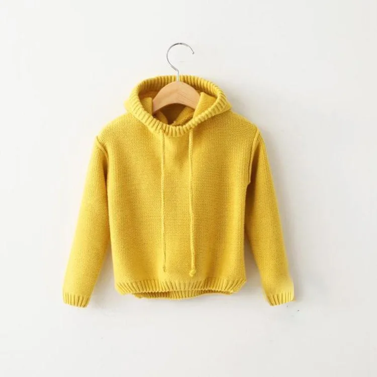 DFXD/детская одежда в Корейском стиле; свитер для маленьких девочек; коллекция года; сезон осень-зима; хлопковая однотонная трикотажная одежда с капюшоном; свитер для маленьких девочек; пальто; От 2 до 8 лет